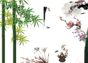 水墨画绿竹