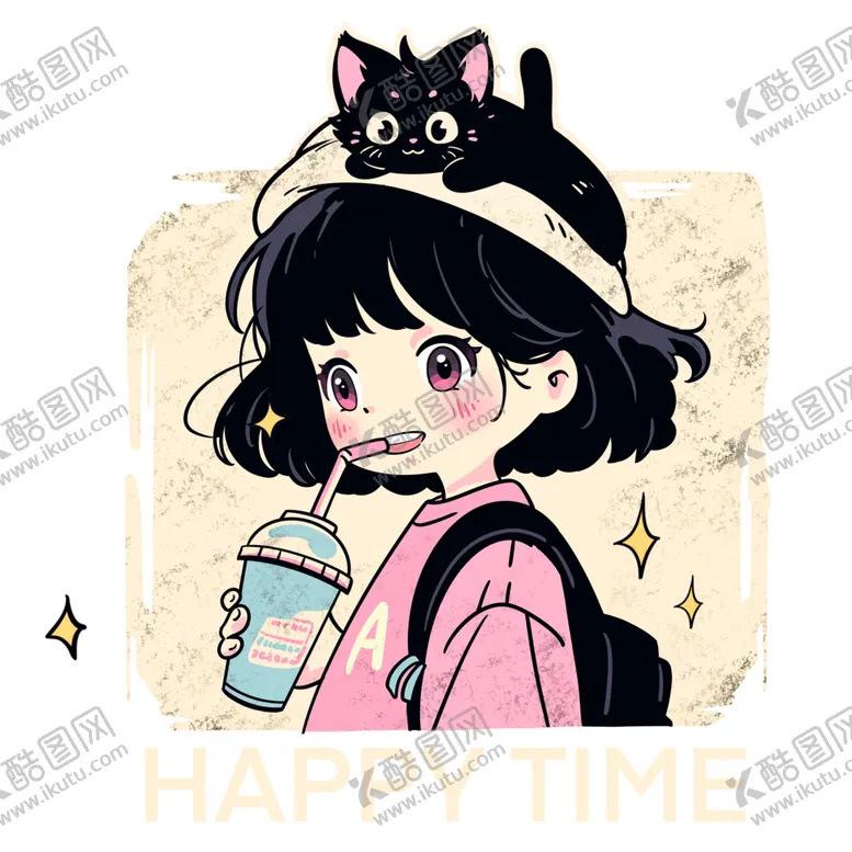 编号：36533102232032388805【酷图网】源文件下载-卡通奶茶女孩图案设计