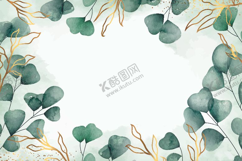 编号：37316805141936432637【酷图网】源文件下载-水彩叶子边框