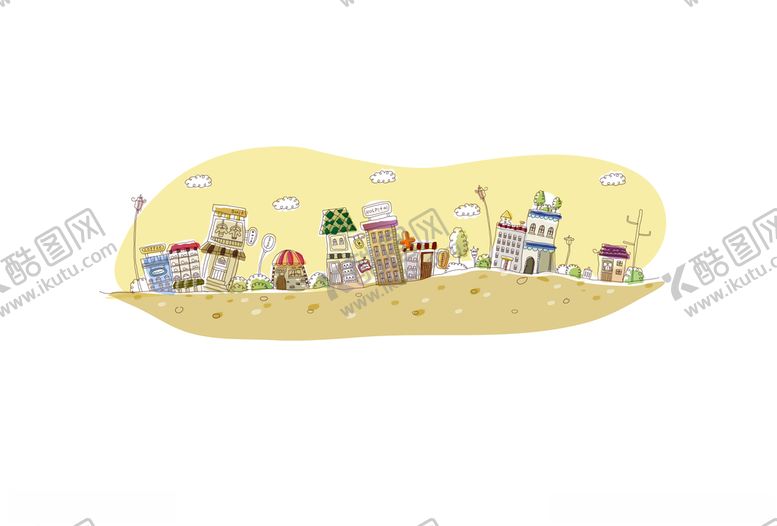 编号：55095010071416519581【酷图网】源文件下载-卡通城市简笔插画