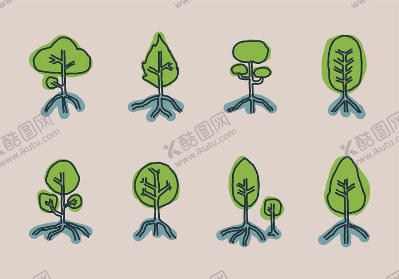 编号：27715009191348344548【酷图网】源文件下载-手绘树苗矢量图