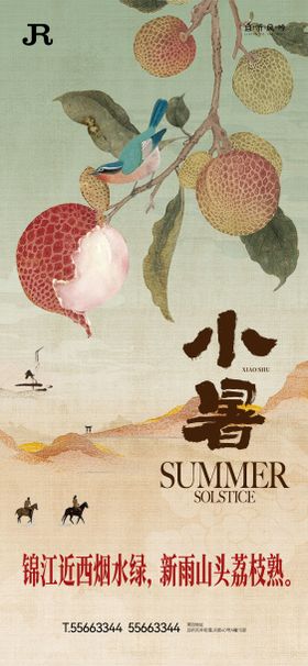 小暑大暑节气中式海报