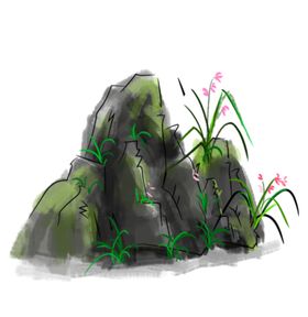 水墨山水素材图片迹彩古风