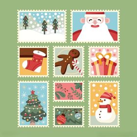圣诞主题邮票图案集合