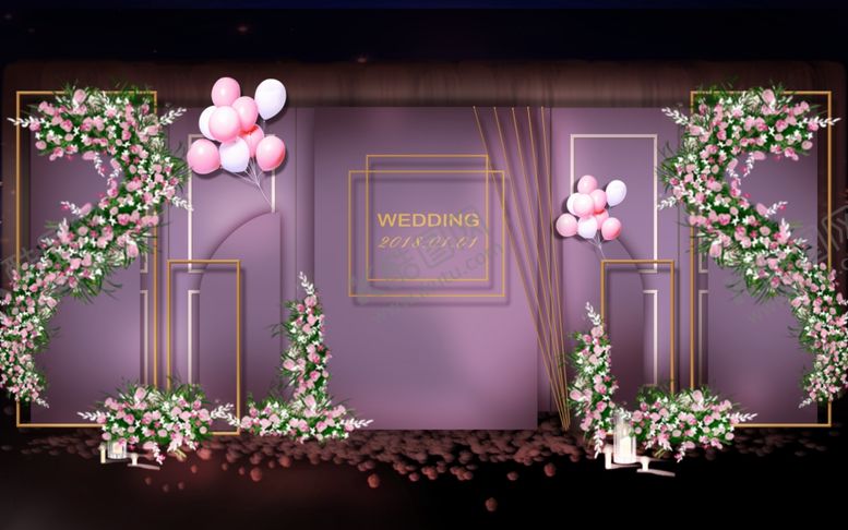 编号：48215710211403291057【酷图网】源文件下载-紫色婚礼PSD分层效果图