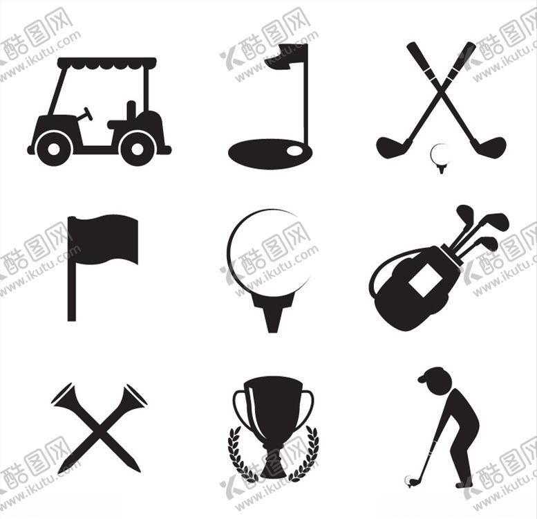 编号：34946609202142274390【酷图网】源文件下载-高尔夫元素图标矢量素材