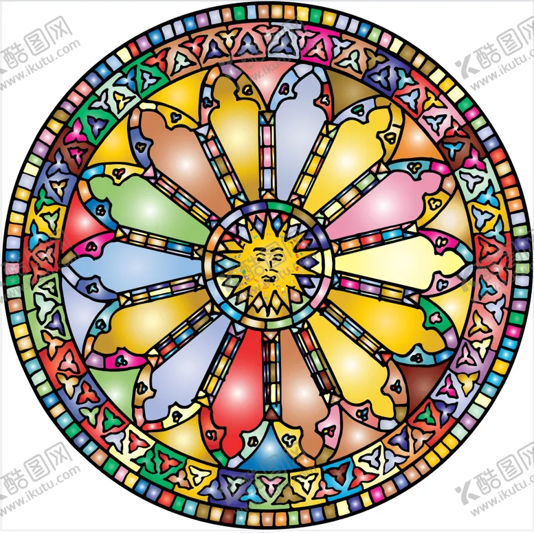 编号：55385209091136535257【酷图网】源文件下载-彩色圆形玻璃风艺术图案