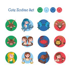 卡通生肖艺术图标集合