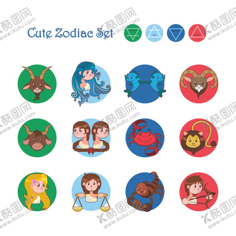 编号：16451610312113165561【酷图网】源文件下载-卡通生肖艺术图标集合