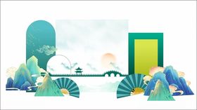 清新自然风户外场景插画