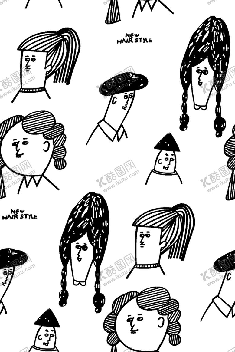 编号：37419809141554562896【酷图网】源文件下载-黑白人头素描人涂鸦人