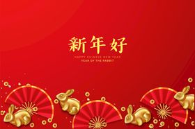 新年兔年贺岁2023主题贺岁素子图案货节材包装设计春节子图案