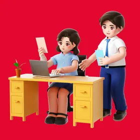 手绘商务人物士办公办公