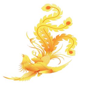 国潮凤凰插画手绘祥云风中风素材