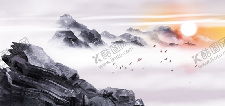 编号：23894305120342412177【酷图网】源文件下载-中国风新中式山水画