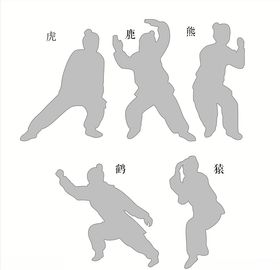 矢量五禽戏剪影