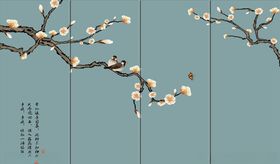 花鸟画梅花背景墙