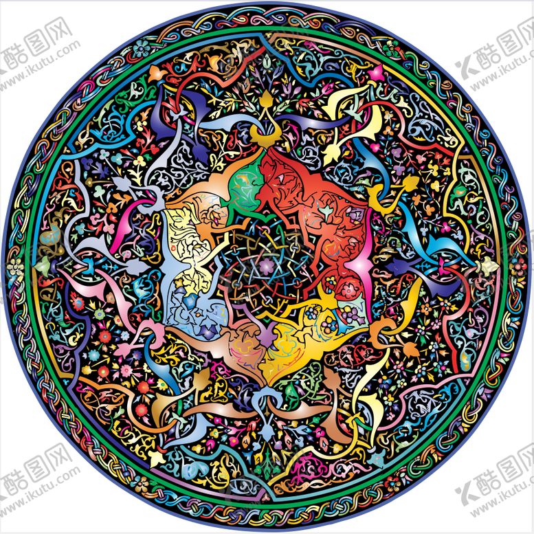 编号：80687009091140266526【酷图网】源文件下载-多彩圆形曼陀罗艺术图案