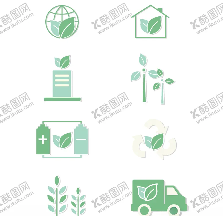编号：20734306301053446007【酷图网】源文件下载-简约绿色环保图标设计矢量素材