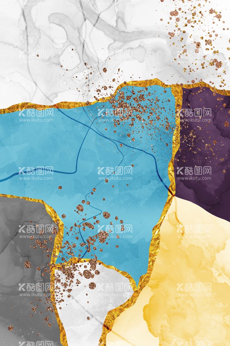 编号：12392010270133048415【酷图网】源文件下载-约抽象手绘水彩装饰画无框画