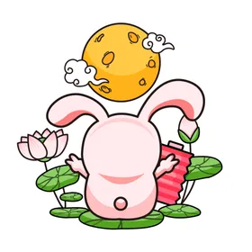 中秋插画可爱卡通兔子png海报图案免扣