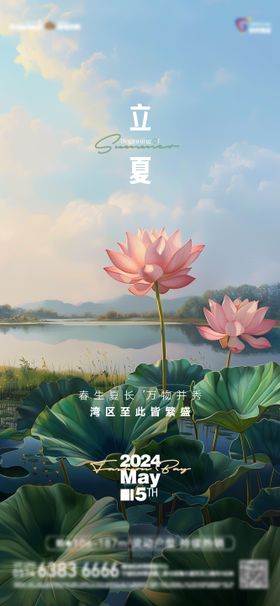 立夏海报日二十四节气荷花