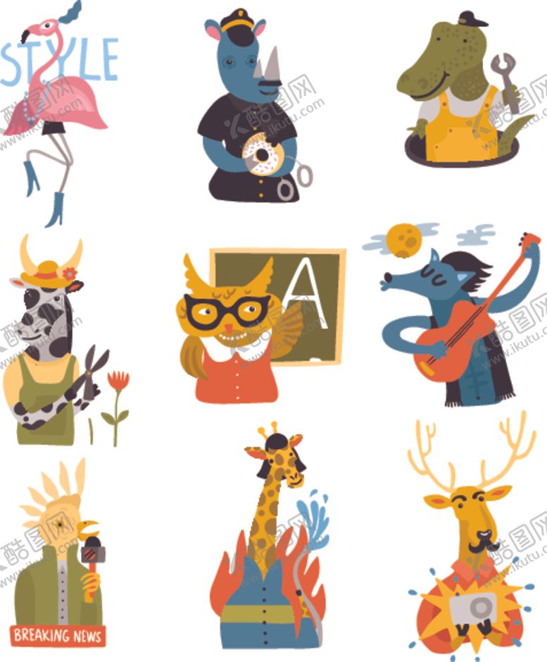 编号：40143611012350049463【酷图网】源文件下载-可爱动物卡通形象集合