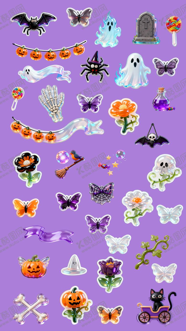 编号：73822411010208427965【酷图网】源文件下载-万圣节免扣立体贴纸
