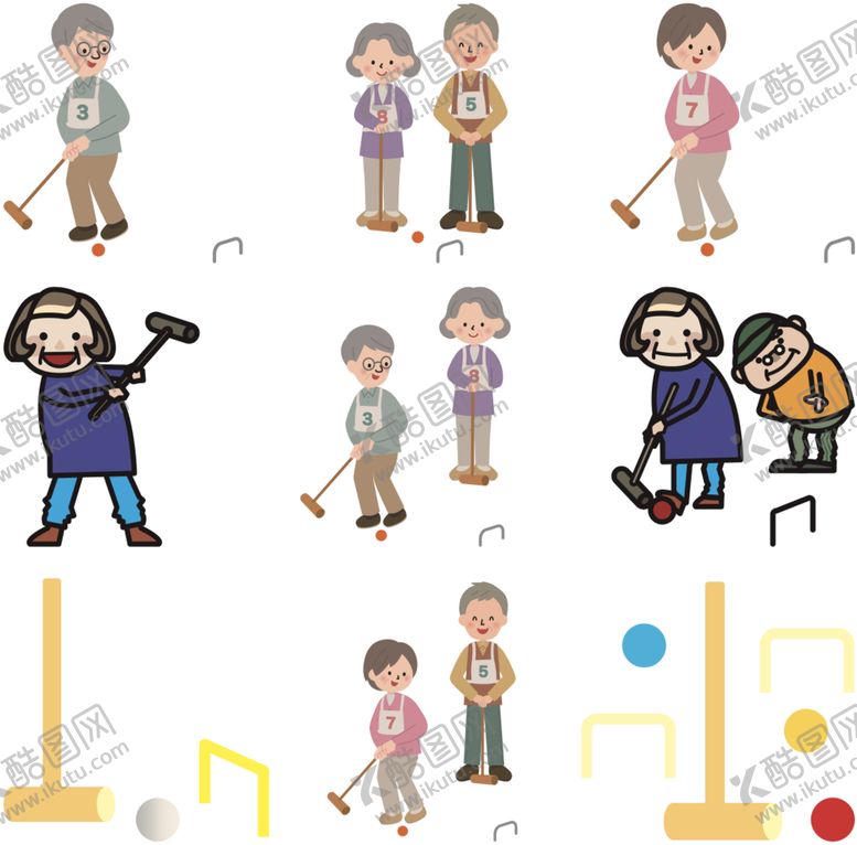 编号：93148509221653492467【酷图网】源文件下载-矢量老年运动人物插画