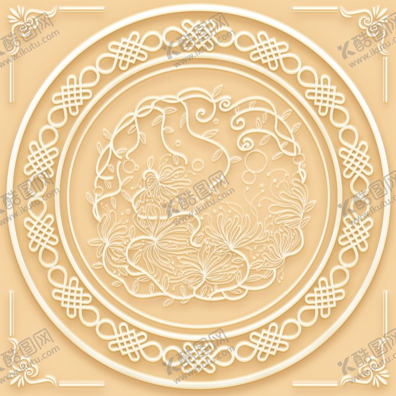 编号：31685410250528372884【酷图网】源文件下载-吊顶天花玉雕圆圈图腾