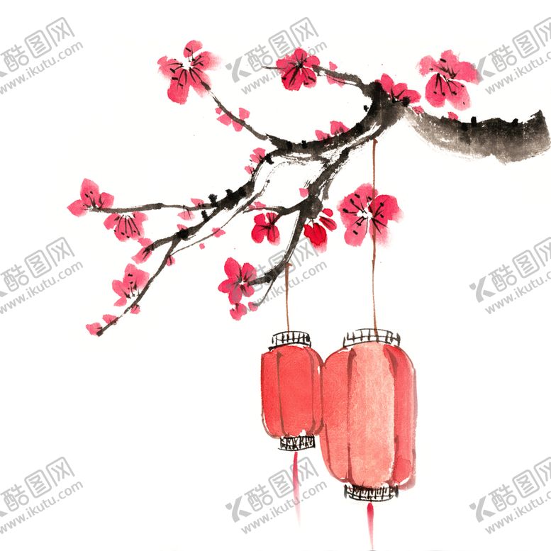 编号：55842105060624405428【酷图网】源文件下载-中国风灯笼梅花元素PNG