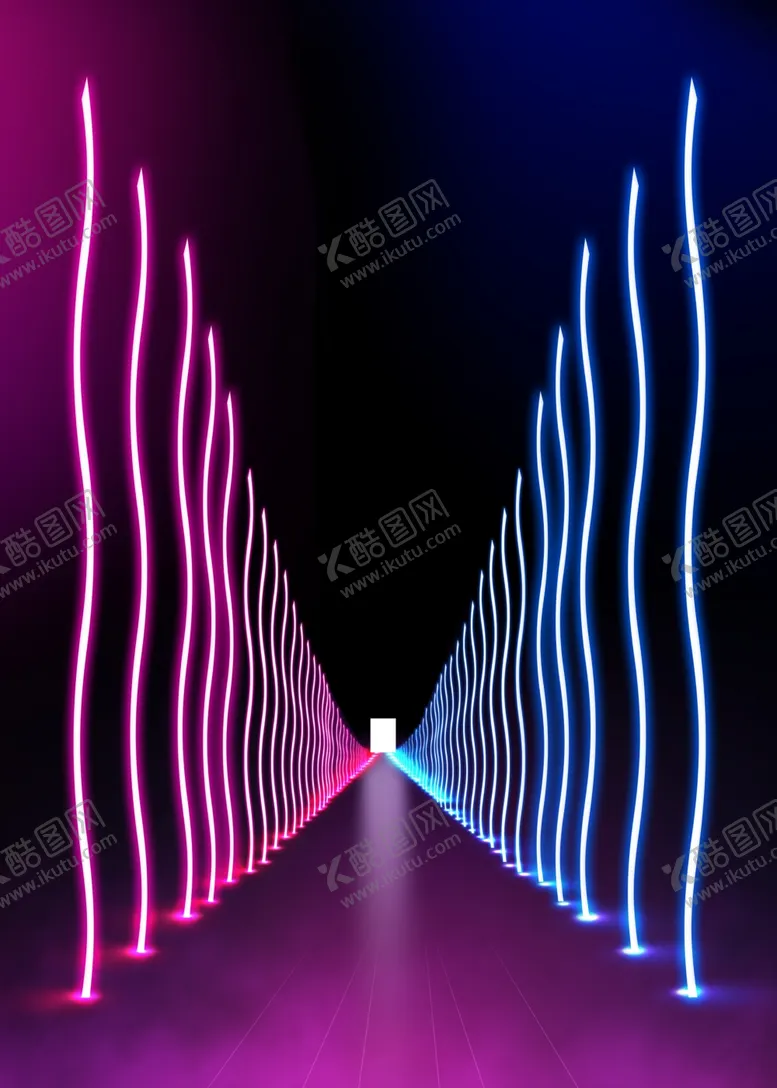 编号：90687807012302437949【酷图网】源文件下载-曲线霓虹立体背景