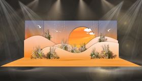 橙色日落风婚礼效果图