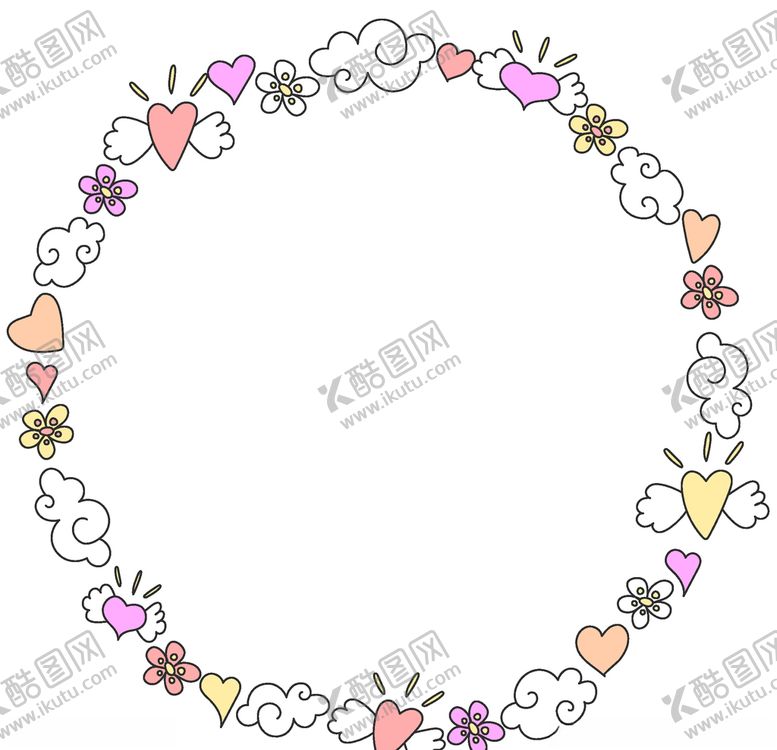 编号：21385507011924005095【酷图网】源文件下载-手绘花环