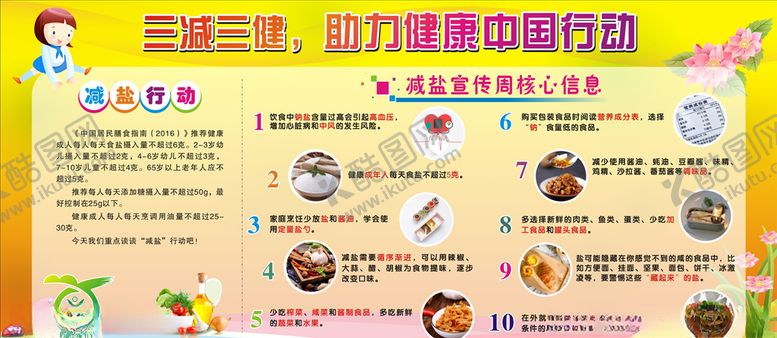编号：40306904210144193632【酷图网】源文件下载-三减三健减盐助力健康行动