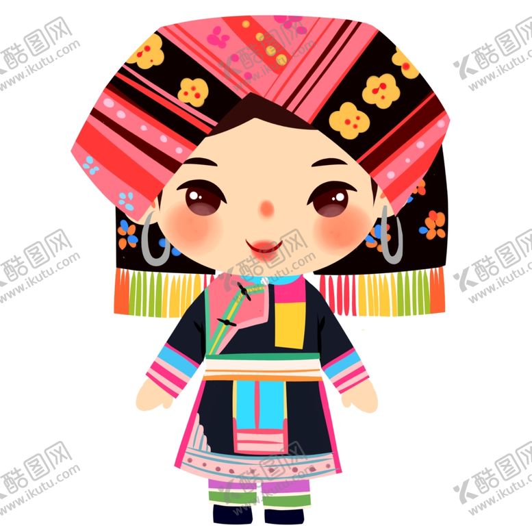 编号：83709501270426015786【酷图网】源文件下载-傈僳族人物插画
