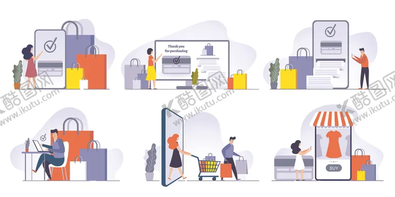 编号：46193204031326407726【酷图网】源文件下载-购物场景插画