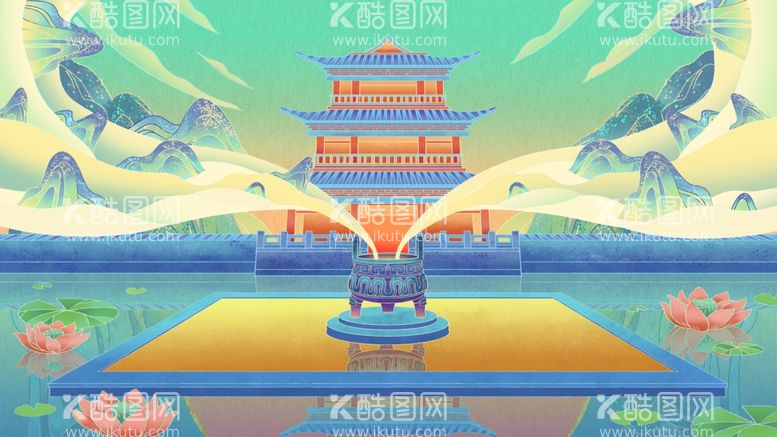 编号：54422311261830063774【酷图网】源文件下载-黄鹤楼插画背景