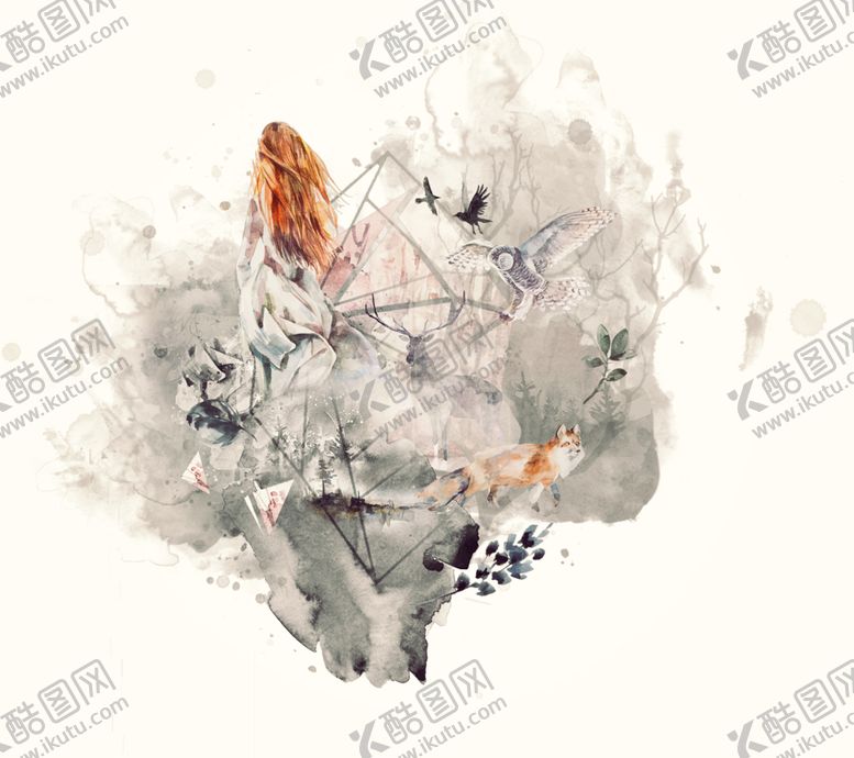编号：26582707051337515057【酷图网】源文件下载-水彩绘画梦幻图案