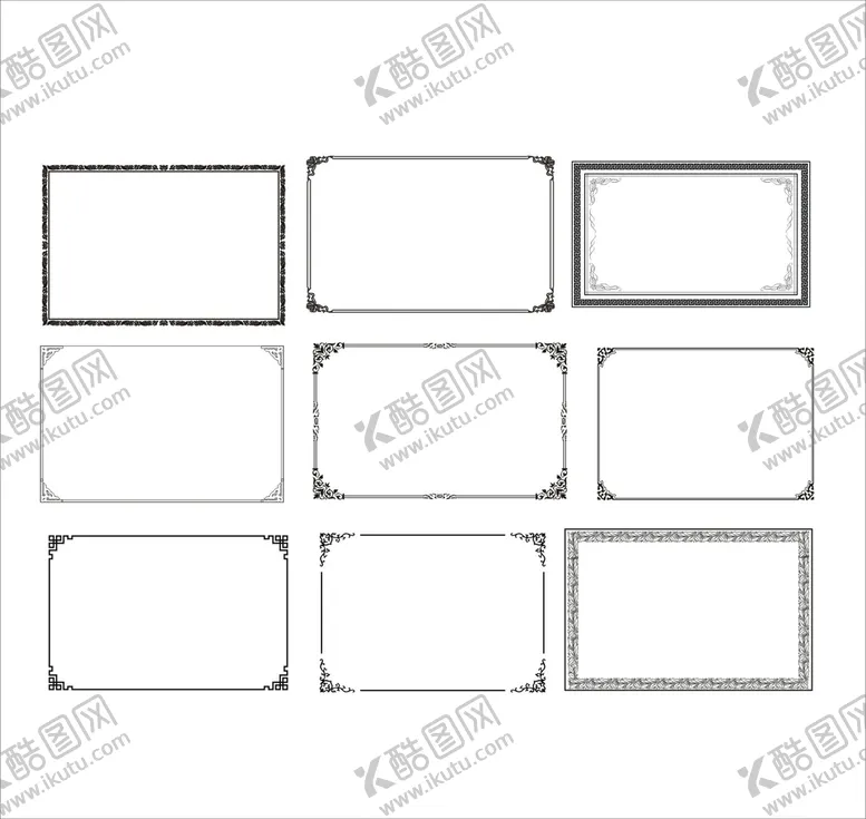 编号：65824010120618068163【酷图网】源文件下载-装饰框花纹画框矢量图形