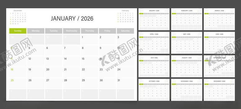 编号：93415006300627562690【酷图网】源文件下载-2026日历
