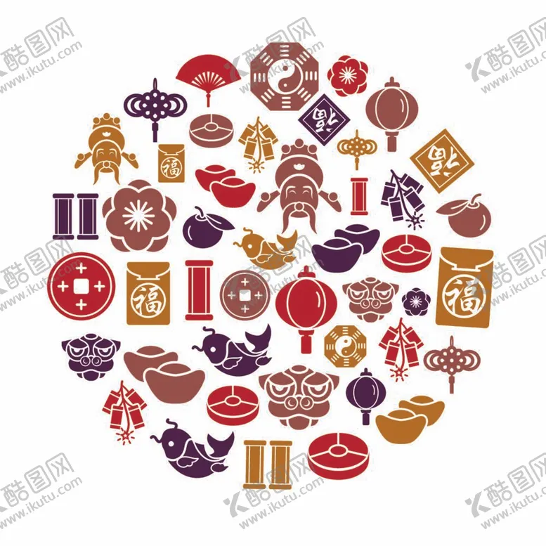 编号：22936712050813114324【酷图网】源文件下载-传统国风新年图标