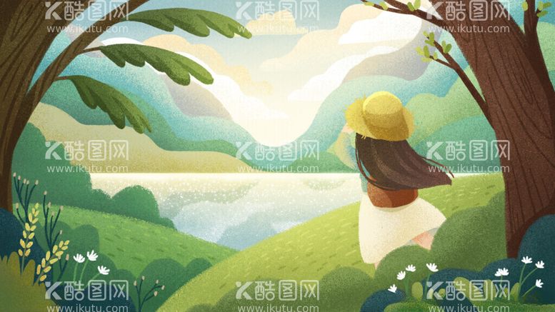 编号：78463912221450082508【酷图网】源文件下载-森系插画海报背景