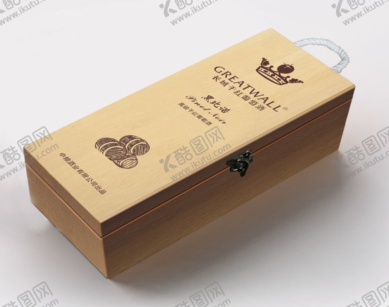 编号：11099710141905176264【酷图网】源文件下载-长城干红黑比诺木方盒效果图