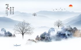 新中式山水背景