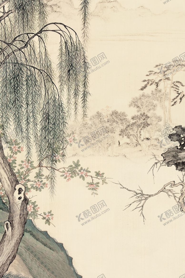 编号：95821805182102071582【酷图网】源文件下载-中国风水墨山水怀旧工笔梅花