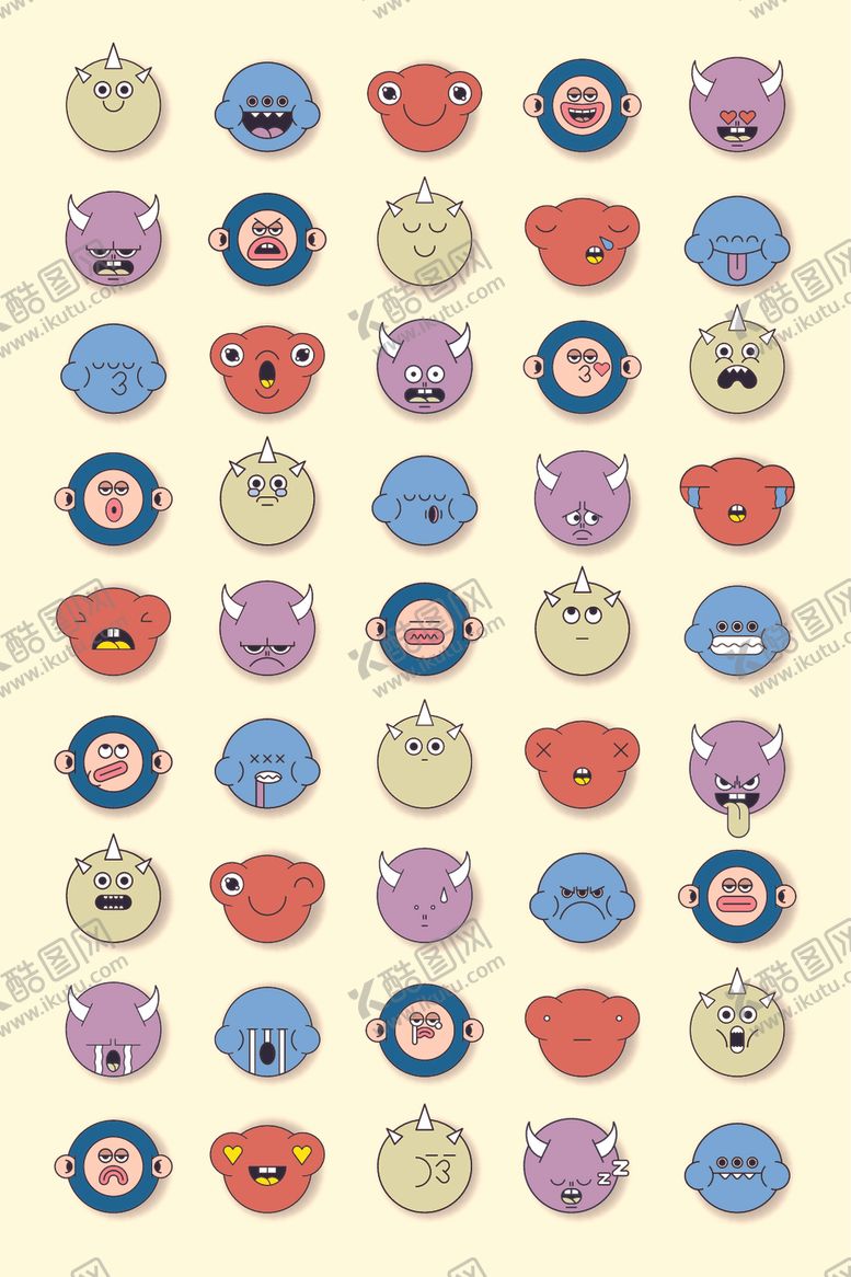 编号：14309210311951063180【酷图网】源文件下载-多彩卡通图案背景