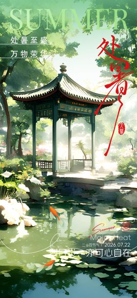 处暑夏天节气海报