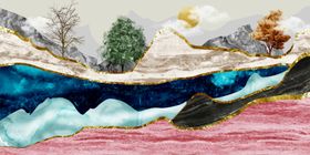 大理石纹山水北欧轻奢装饰画