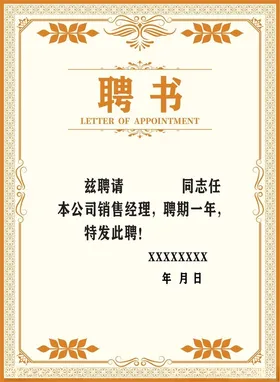 聘书企业设计顾问任命证